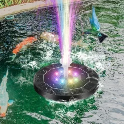 Solar Fountain Water Pump with color LED Lights for Bird Bath Floating Garden Pond Tank Solar Pump for Halloween