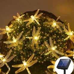 Solar Garden Decoration Fairy String Lights - 5M 20LEDs Dragonfly & Butterfly, Waterproof Wreath Lights for Pahway Lawn, Wedding & Party Holiday Decoration