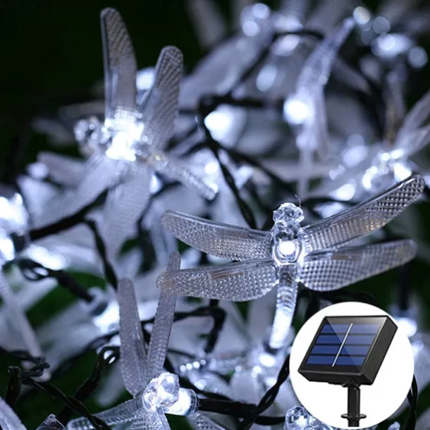 Solar Garden Decoration Fairy String Lights - 5M 20LEDs Dragonfly & Butterfly, Waterproof Wreath Lights for Pahway Lawn, Wedding & Party Holiday Decoration