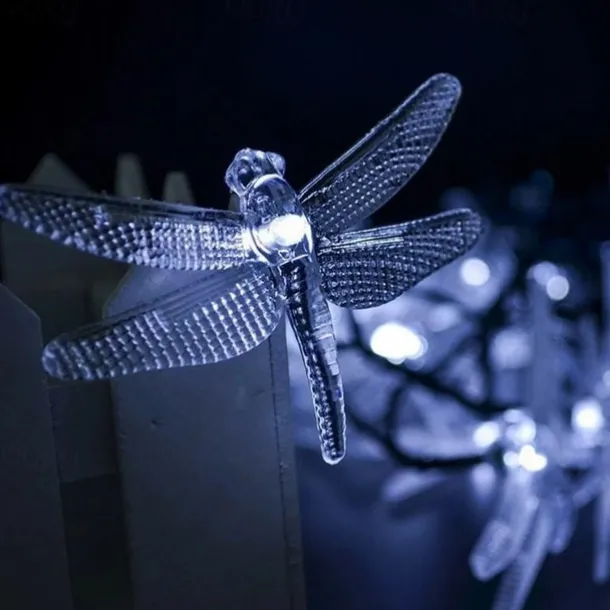 Solar Garden Decoration Fairy String Lights - 5M 20LEDs Dragonfly & Butterfly, Waterproof Wreath Lights for Pahway Lawn, Wedding & Party Holiday Decoration