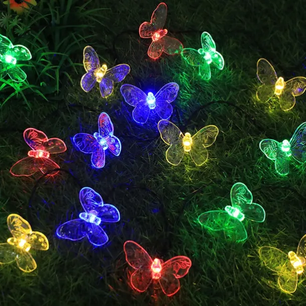 Solar Garden Decoration Fairy String Lights - 5M 20LEDs Dragonfly & Butterfly, Waterproof Wreath Lights for Pahway Lawn, Wedding & Party Holiday Decoration