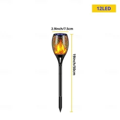 Solar Garden Flame Light - 96 LED Outdoor Pathway Flickering Torch, Waterproof Landscape Lawn Lamp for Path Lighting & Decor for Halloween