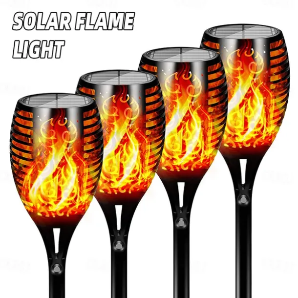 Solar Garden Flame Light - 96 LED Outdoor Pathway Flickering Torch, Waterproof Landscape Lawn Lamp for Path Lighting & Decor for Halloween