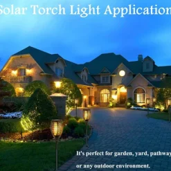 Solar Garden Flame Light - 96 LED Outdoor Pathway Flickering Torch, Waterproof Landscape Lawn Lamp for Path Lighting & Decor for Halloween