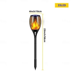 Solar Garden Flame Light - 96 LED Outdoor Pathway Flickering Torch, Waterproof Landscape Lawn Lamp for Path Lighting & Decor for Halloween