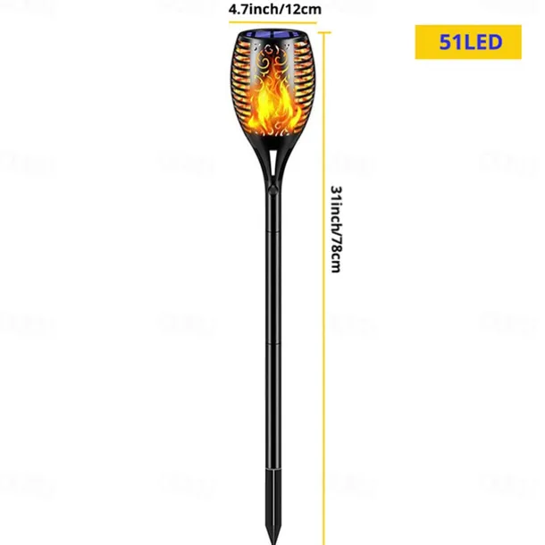 Solar Garden Flame Light - 96 LED Outdoor Pathway Flickering Torch, Waterproof Landscape Lawn Lamp for Path Lighting & Decor for Halloween