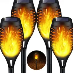 Solar Garden Flame Light - 96 LED Outdoor Pathway Flickering Torch, Waterproof Landscape Lawn Lamp for Path Lighting & Decor for Halloween