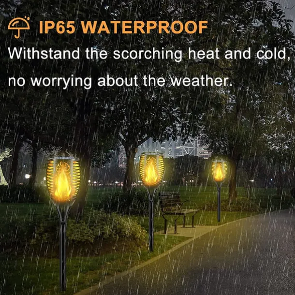 Solar Garden Flame Light - 96 LED Outdoor Pathway Flickering Torch, Waterproof Landscape Lawn Lamp for Path Lighting & Decor for Halloween