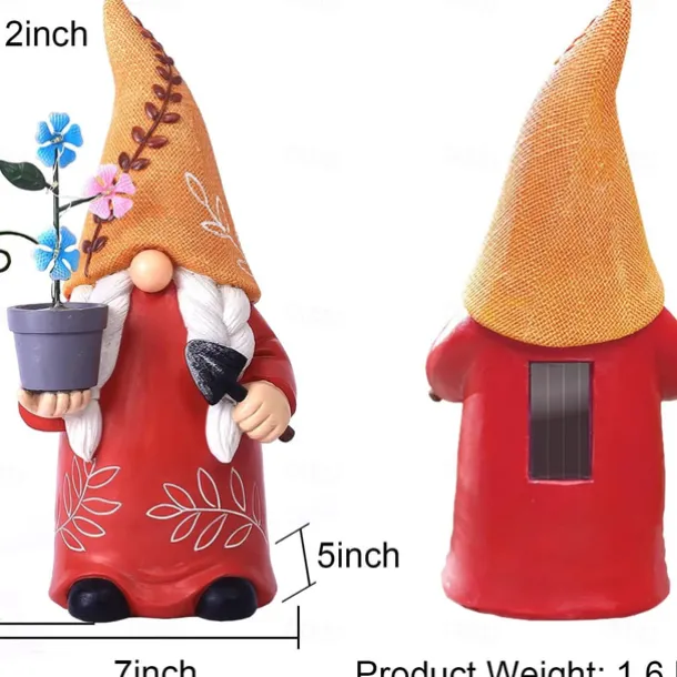 Solar Garden Light Gnomes Statue Resin Courtyard Light Outdoor Waterproof Decor Walkway Yard Resin Crafts Patio Balcony Decoration