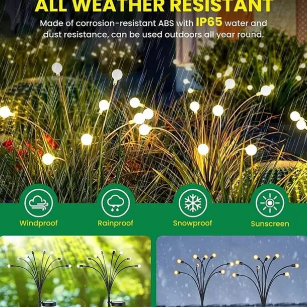 Solar Garden Light Waterproof Firefly Lights Outdoor Starburst Swaying Lights 2 Modes 6/8/10 Heads for Yard Patio Pathway Decoration