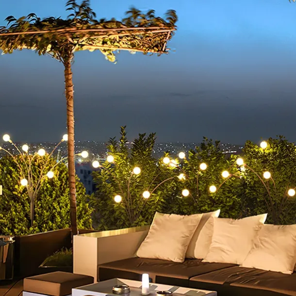 Solar Garden Light Waterproof Firefly Lights Outdoor Starburst Swaying Lights 2 Modes 6/8/10 Heads for Yard Patio Pathway Decoration