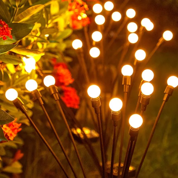 Solar Garden Light Waterproof Firefly Lights Outdoor Starburst Swaying Lights 2 Modes 6/8/10 Heads for Yard Patio Pathway Decoration