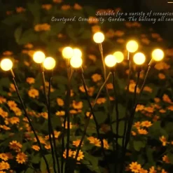 Solar Garden Light Waterproof Firefly Lights Outdoor Starburst Swaying Lights 2 Modes 6/8/10 Heads for Yard Patio Pathway Decoration