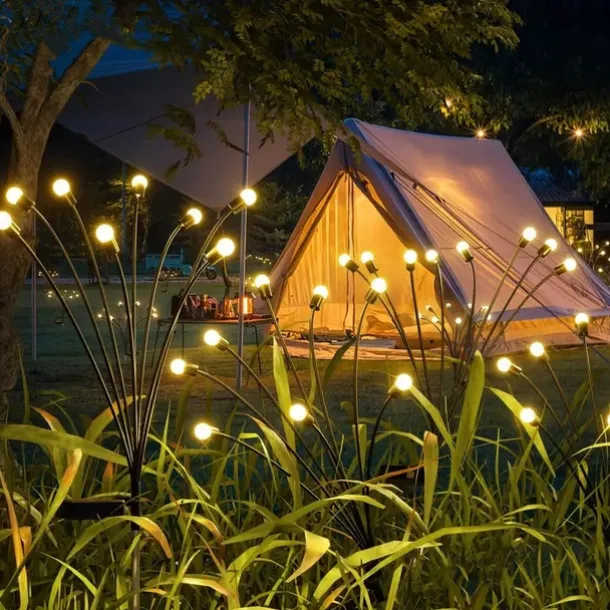 Solar Garden Light Waterproof Firefly Lights Outdoor Starburst Swaying Lights 2 Modes 6/8/10 Heads for Yard Patio Pathway Decoration