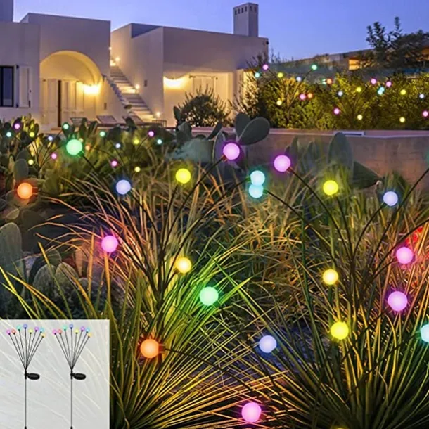 Solar Garden Light Waterproof Firefly Lights Outdoor Starburst Swaying Lights 2 Modes 6/8/10 Heads for Yard Patio Pathway Decoration