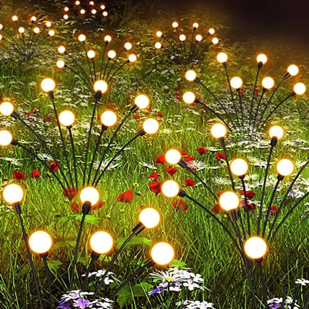 Solar Garden Light Waterproof Firefly Lights Outdoor Starburst Swaying Lights 2 Modes 6/8/10 Heads for Yard Patio Pathway Decoration
