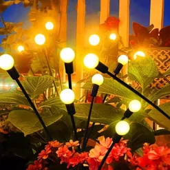 Solar Garden Light Waterproof Firefly Lights Outdoor Starburst Swaying Lights 2 Modes 6/8/10 Heads for Yard Patio Pathway Decoration