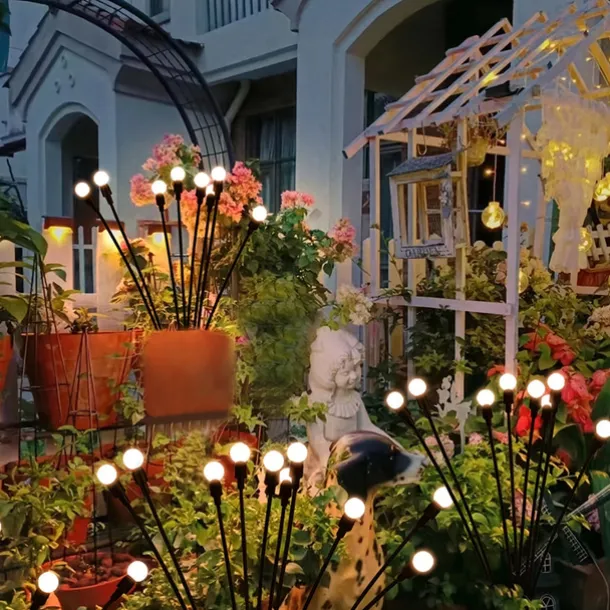 Solar Garden Light Waterproof Firefly Lights Outdoor Starburst Swaying Lights 2 Modes 6/8/10 Heads for Yard Patio Pathway Decoration