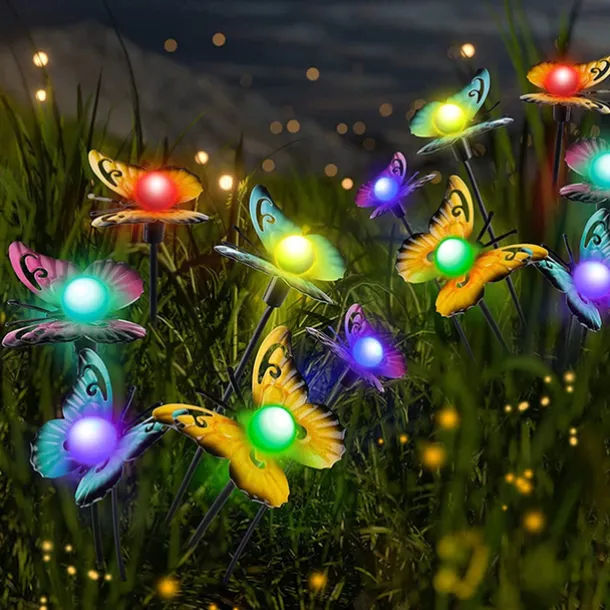 Solar Garden Lights Butterfly Garden Decor Landscape Solar Butterflies Swaying Lights Dance in Wind Stakes Yard Patio Lawn