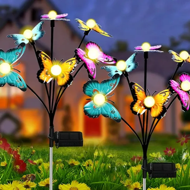Solar Garden Lights Butterfly Garden Decor Landscape Solar Butterflies Swaying Lights Dance in Wind Stakes Yard Patio Lawn