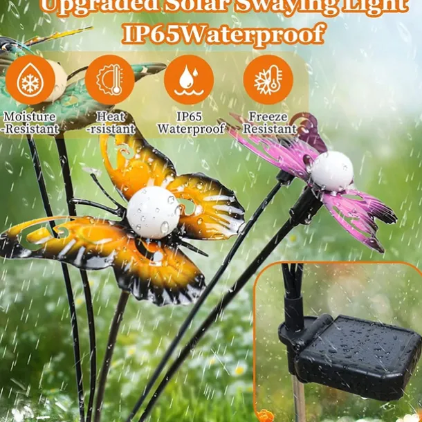 Solar Garden Lights Butterfly Garden Decor Landscape Solar Butterflies Swaying Lights Dance in Wind Stakes Yard Patio Lawn