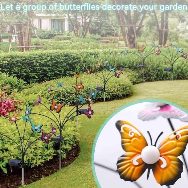 Solar Garden Lights Butterfly Garden Decor Landscape Solar Butterflies Swaying Lights Dance in Wind Stakes Yard Patio Lawn