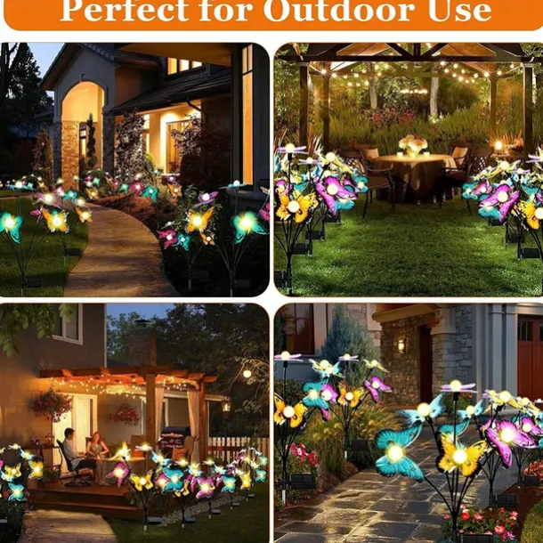 Solar Garden Lights Butterfly Garden Decor Landscape Solar Butterflies Swaying Lights Dance in Wind Stakes Yard Patio Lawn