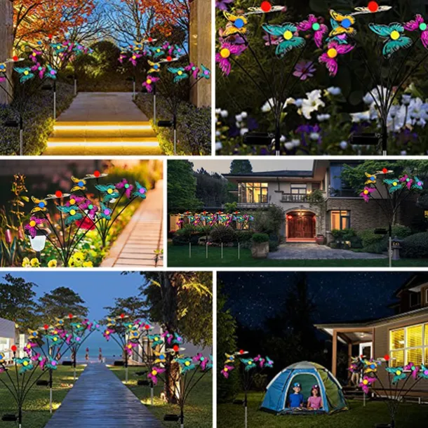 Solar Garden Lights Butterfly Garden Decor Landscape Solar Butterflies Swaying Lights Dance in Wind Stakes Yard Patio Lawn