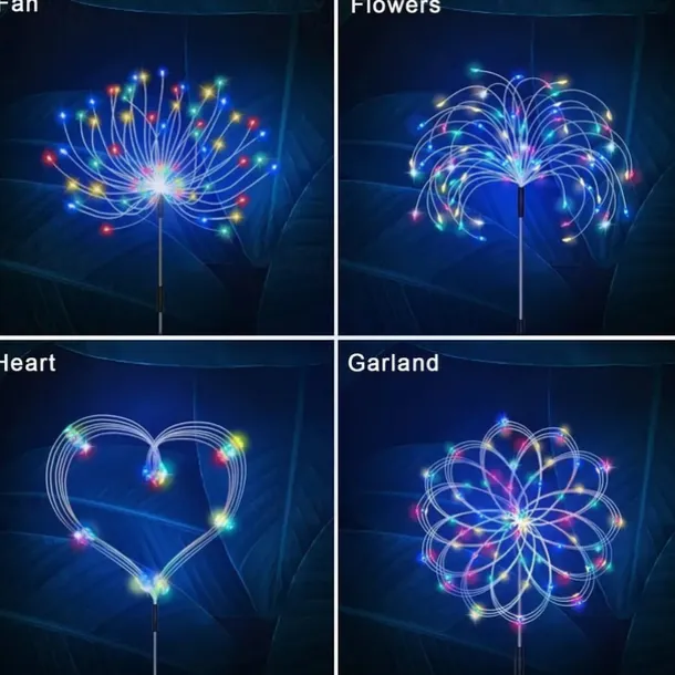 Solar Garden Lights Outdoor Firework Lights 5 Pack 120 LED Solar Lights Decorative Stake with Remote 8 Modes DIY Landscape Light Waterproof Lamps for Walkway Pathway Backyard Lawn