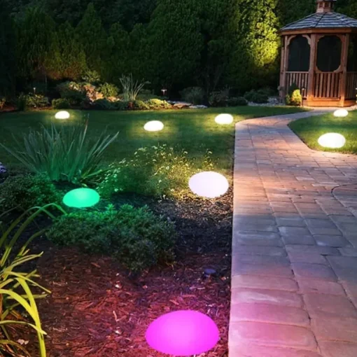Solar Garden Lights Outdoor Glow Cobblestone Shape Lamp Garden Decor Light RGB Waterproof Landscape Night Lights for Lawn Patio Path Wedding