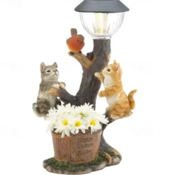 Solar Garden Ribbit Decor Ornaments Outdoor Solar Light Lawn Decorations Cute Animal Stake Patio Yard Statue Waterproof Gifts for Cat Lovers