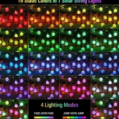 Solar Globe String Lights Outdoor 6M 30 LED Color Changing Solar String Lights with Remote Waterproof Crystal Ball Christmas Solar Patio Lights for Garden Gazebo Porch Yard Bistro