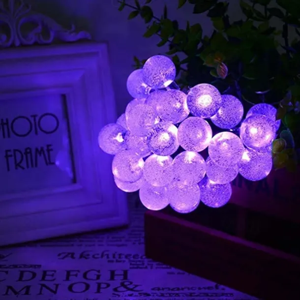 Solar Globe String Lights Outdoor 6M 30 LED Color Changing Solar String Lights with Remote Waterproof Crystal Ball Christmas Solar Patio Lights for Garden Gazebo Porch Yard Bistro