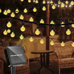 Solar Globe String Lights Outdoor 10M 50LEDs Crystal Ball Wedding Patio Lights, 8 Modes Waterproof for Garden, Lawn, Party, Wedding and Courtyard Decorations
