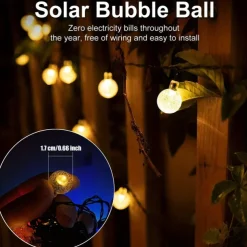Solar Globe String Lights Outdoor 10M 50LEDs Crystal Ball Wedding Patio Lights, 8 Modes Waterproof for Garden, Lawn, Party, Wedding and Courtyard Decorations