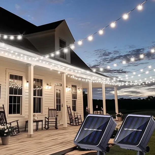 Solar Globe String Lights Outdoor 10M 50LEDs Crystal Ball Wedding Patio Lights, 8 Modes Waterproof for Garden, Lawn, Party, Wedding and Courtyard Decorations