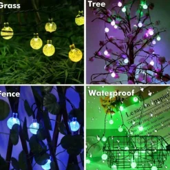 Solar Globe String Lights Outdoor 10M 50LEDs Crystal Ball Wedding Patio Lights, 8 Modes Waterproof for Garden, Lawn, Party, Wedding and Courtyard Decorations