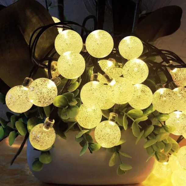 Solar Globe String Lights Outdoor 10M 50LEDs Crystal Ball Wedding Patio Lights, 8 Modes Waterproof for Garden, Lawn, Party, Wedding and Courtyard Decorations