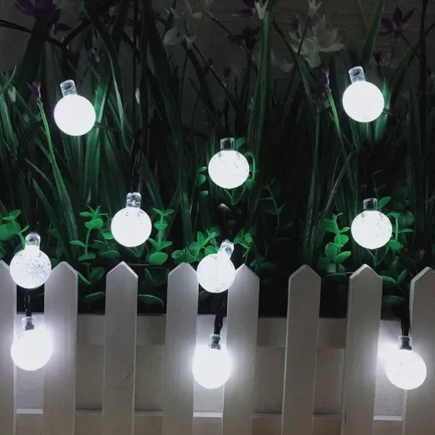 Solar Globe String Lights Outdoor 10M 50LEDs Crystal Ball Wedding Patio Lights, 8 Modes Waterproof for Garden, Lawn, Party, Wedding and Courtyard Decorations