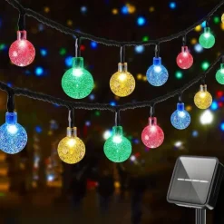 Solar Globe String Lights Outdoor 10M 50LEDs Crystal Ball Wedding Patio Lights, 8 Modes Waterproof for Garden, Lawn, Party, Wedding and Courtyard Decorations