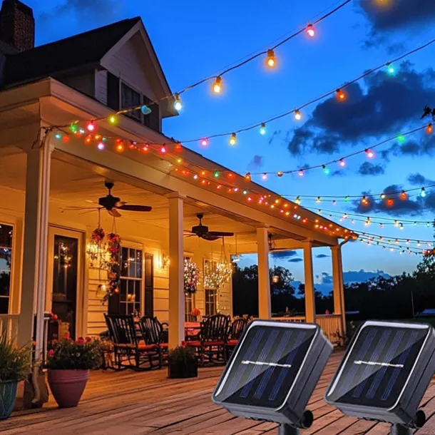 Solar Globe String Lights Outdoor 10M 50LEDs Crystal Ball Wedding Patio Lights, 8 Modes Waterproof for Garden, Lawn, Party, Wedding and Courtyard Decorations