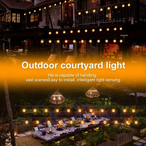 Solar Globe String Lights Outdoor 10M 50LEDs Crystal Ball Wedding Patio Lights, 8 Modes Waterproof for Garden, Lawn, Party, Wedding and Courtyard Decorations