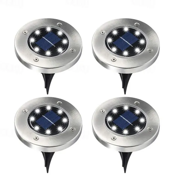 Solar Ground Lights 8LEDs Garden Lights Patio Disk Lights In-Ground Outdoor Landscape Lighting for Lawn Patio Pathway Yard Deck Walkway