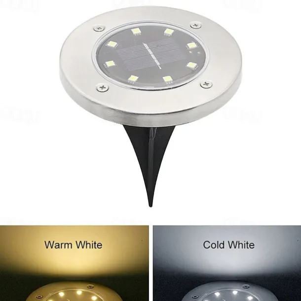 Solar Ground Lights 8LEDs Garden Lights Patio Disk Lights In-Ground Outdoor Landscape Lighting for Lawn Patio Pathway Yard Deck Walkway