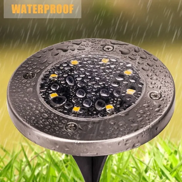 Solar Ground Lights 8LEDs Garden Lights Patio Disk Lights In-Ground Outdoor Landscape Lighting for Lawn Patio Pathway Yard Deck Walkway