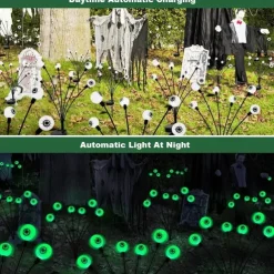 Solar Halloween Firefly Lights Eyeball Swing Lights Halloween Ghost Eyes Lawn Lamp Outdoor Patio Holiday Party Halloween Decoration 1pc