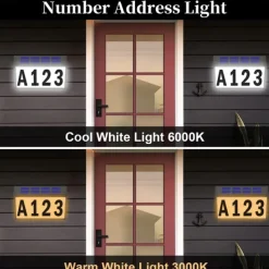 Solar House Numbers Light Lighted House Numbers Sign Plaque Address Numbers for Houses Waterproof LED Solar Powered Address Sign for Houses Mailbox Street Yard