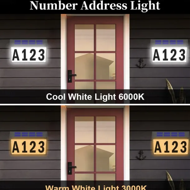 Solar House Numbers Light Lighted House Numbers Sign Plaque Address Numbers for Houses Waterproof LED Solar Powered Address Sign for Houses Mailbox Street Yard