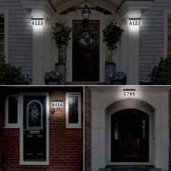 Solar House Numbers Light Lighted House Numbers Sign Plaque Address Numbers for Houses Waterproof LED Solar Powered Address Sign for Houses Mailbox Street Yard