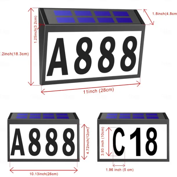 Solar House Numbers Light Lighted House Numbers Sign Plaque Address Numbers for Houses Waterproof LED Solar Powered Address Sign for Houses Mailbox Street Yard